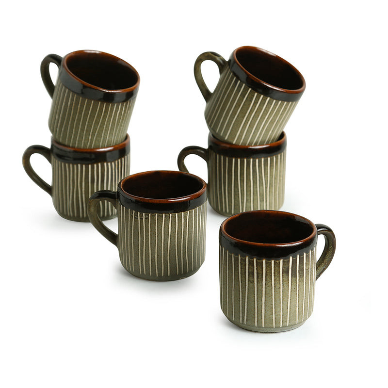 Buy Stripe Seina Cup (170 ML) - Set Of Six Tea Cup & Saucer from Vaaree