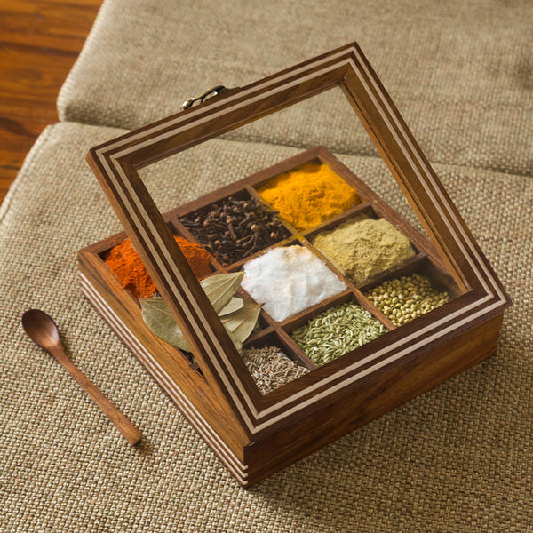 Buy Devo Sheesham Wood Spice Box Masala Box from Vaaree