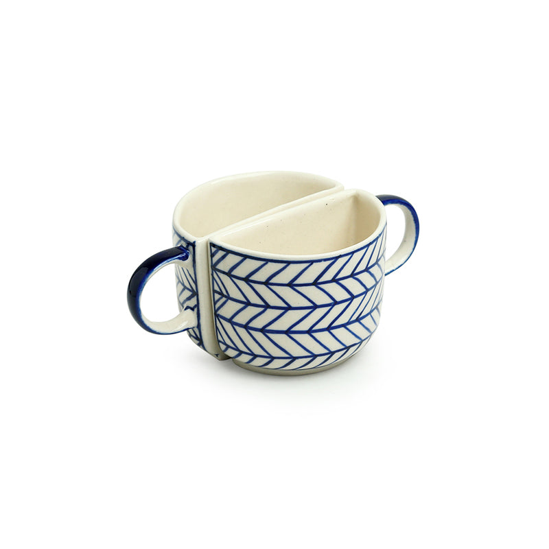 Buy The Better Half Indigo Cup (200 ML) - Set Of Two Tea Cup & Saucer from Vaaree