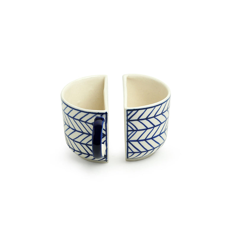 Buy The Better Half Indigo Cup (200 ML) - Set Of Two Tea Cup & Saucer from Vaaree