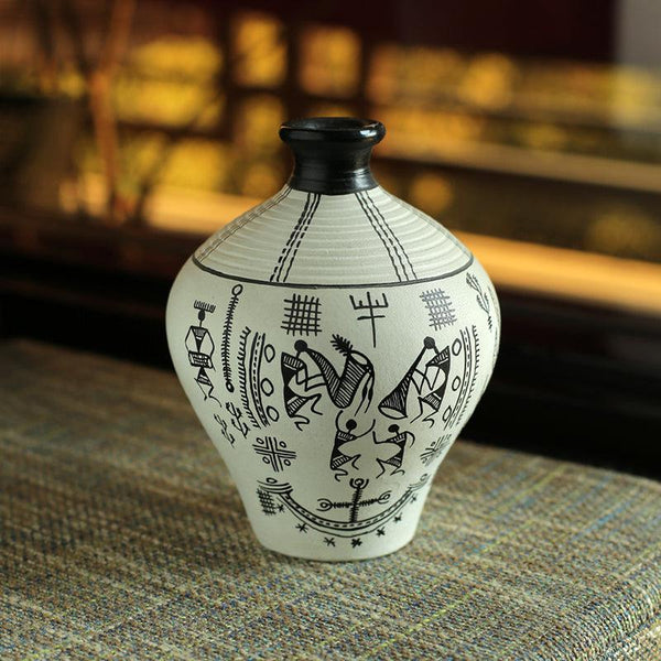 Buy Madhuvan Handpainted Vase - White Vase from Vaaree