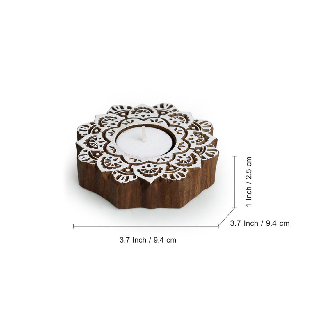 Buy Flora Bright Hand Carved Tealight Candle Holder - Set Of Four Tea Light Candle Holders from Vaaree