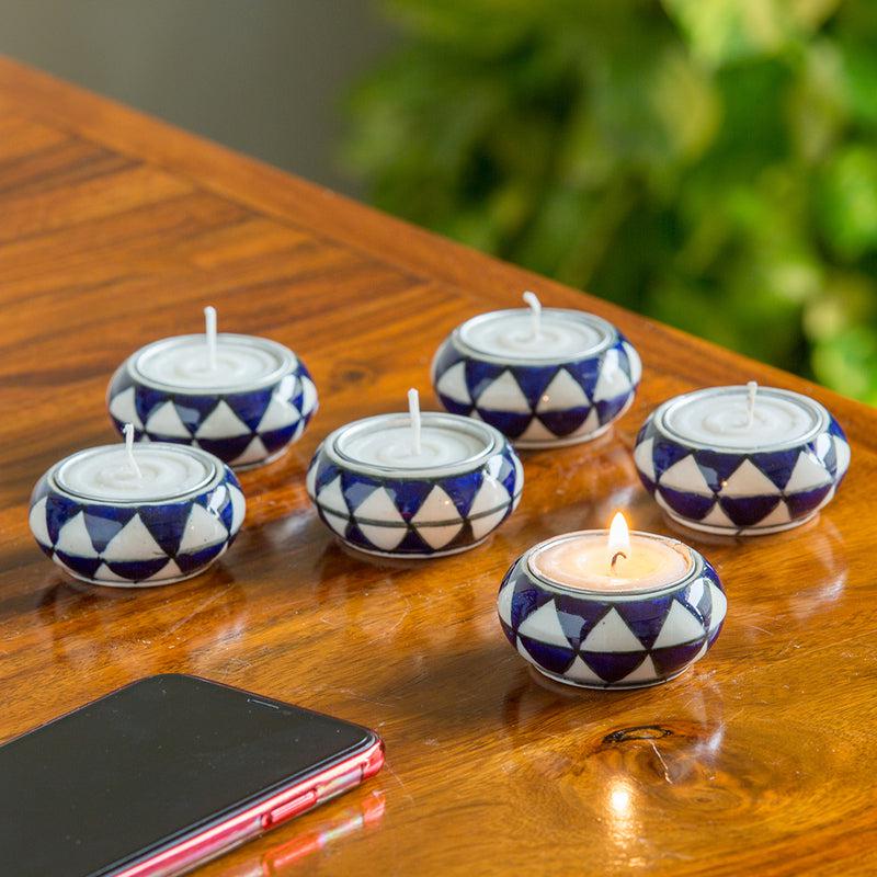 Buy Blue Balance Tealight Candle Holder - Set Of Six Tea Light Candle Holders from Vaaree