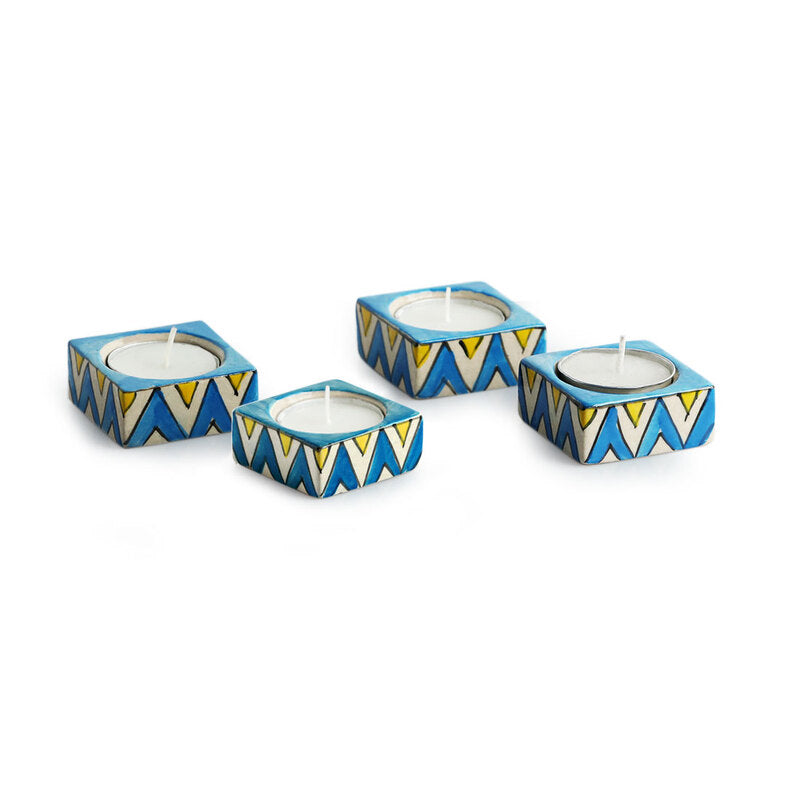 Buy Zima Ethnic Handpainted Tealight Candle Holder - Set Of Four Tea Light Candle Holders from Vaaree