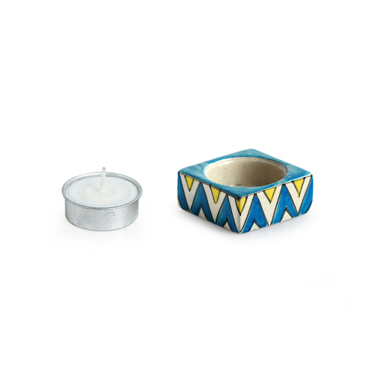 Buy Zima Ethnic Handpainted Tealight Candle Holder - Set Of Four Tea Light Candle Holders from Vaaree