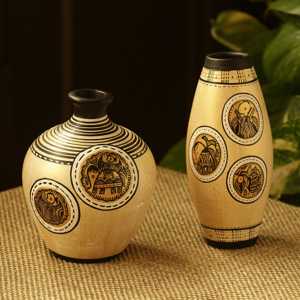 Buy Pita Madhubhani Handpainted Vase - Set Of Two Vase from Vaaree