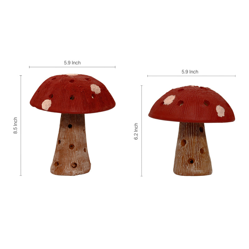 Buy Red Mushroom Handpainted Showpiece - Set Of Two Showpieces from Vaaree