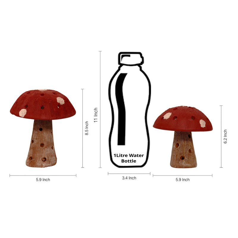 Buy Red Mushroom Handpainted Showpiece - Set Of Two Showpieces from Vaaree