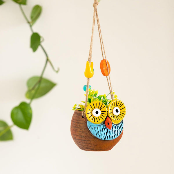 Buy Hoot Pose Handpainted Hanging Planter Pots & Planters from Vaaree