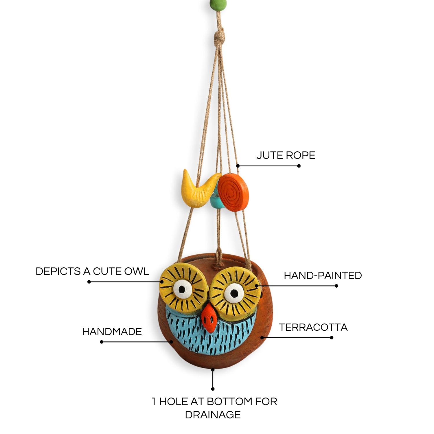 Buy Hoot Pose Handpainted Hanging Planter Pots & Planters from Vaaree