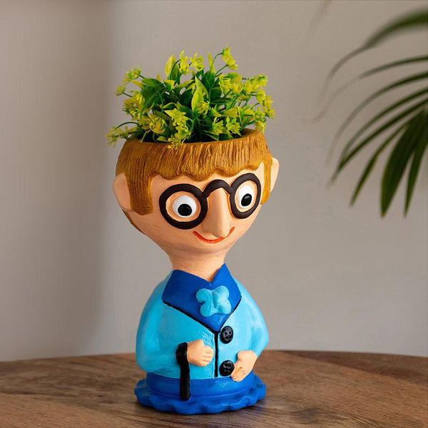 Buy Guy In Goggles Handpainted Planter Pots & Planters from Vaaree