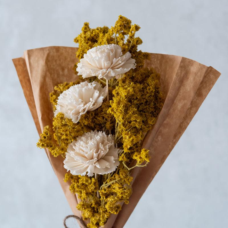 Buy Nima Yellow Dried Flower Bunch With Vase Artificial Flowers from Vaaree