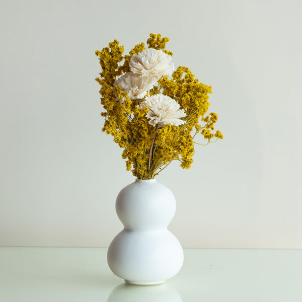 Buy Nima Yellow Dried Flower Bunch With Vase Artificial Flowers from Vaaree