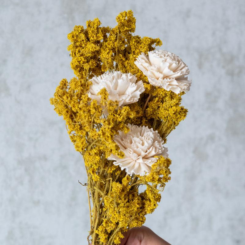 Buy Nima Yellow Dried Flower Bunch With Vase Artificial Flowers from Vaaree