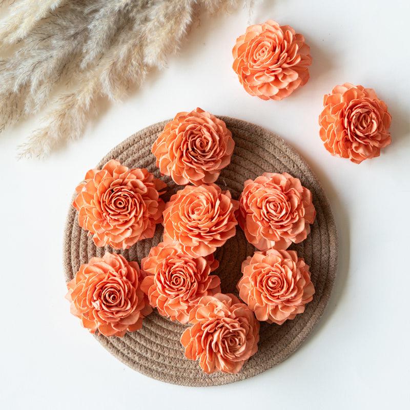 Buy Esta Sola Wood Rose Flower (Peach) - Set Of Ten Artificial Flowers from Vaaree