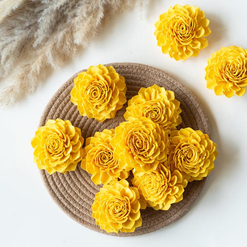 Buy Esta Sola Wood Rose Flower (Yellow) - Set Of Ten Artificial Flowers from Vaaree