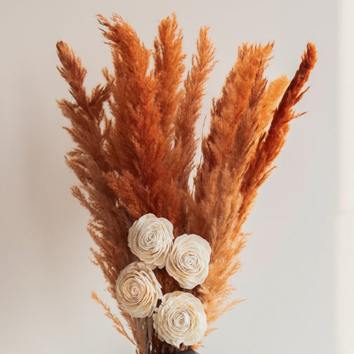 Buy Sitto Pampas Bunch (Honey) - Set Of Fourteen Artificial Flowers from Vaaree