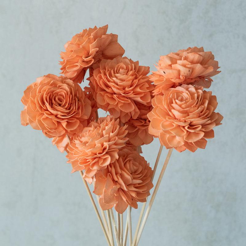 Buy Delva Sola Wood Rose Flower Stick (Peach) - Set Of Ten Artificial Flowers from Vaaree