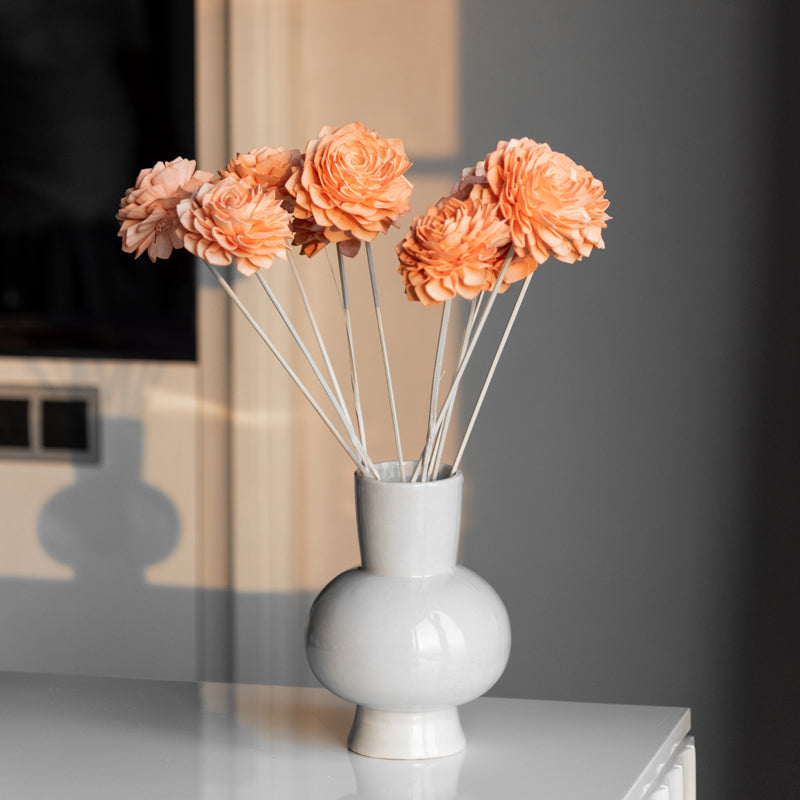 Buy Delva Sola Wood Rose Flower Stick (Peach) - Set Of Ten Artificial Flowers from Vaaree