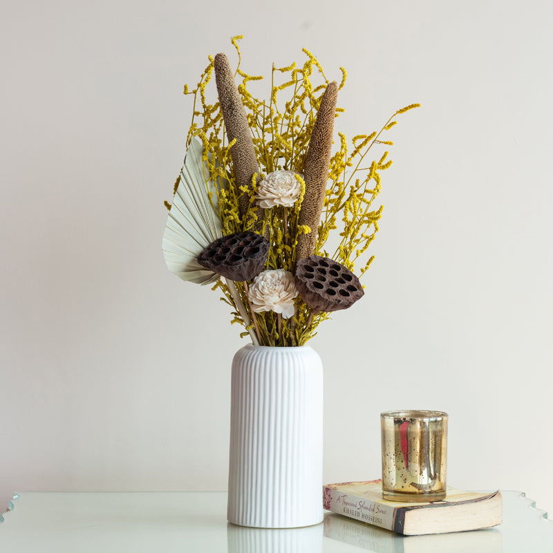 Buy Sunlit Serenity Dried Flower Bunch Artificial Flowers from Vaaree