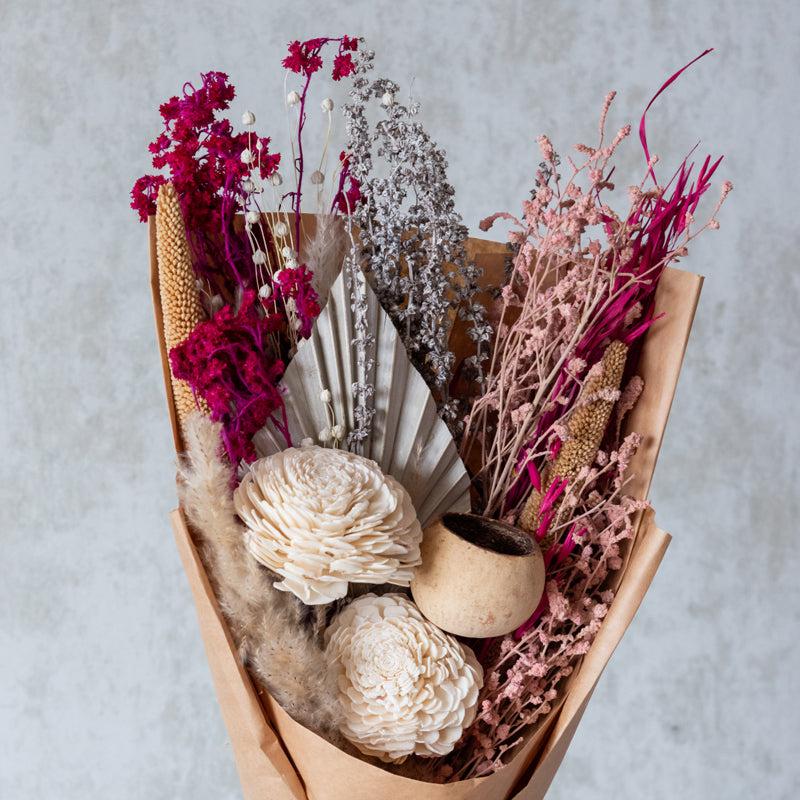 Buy Pink Plush Dried Flower Bunch Artificial Flowers from Vaaree