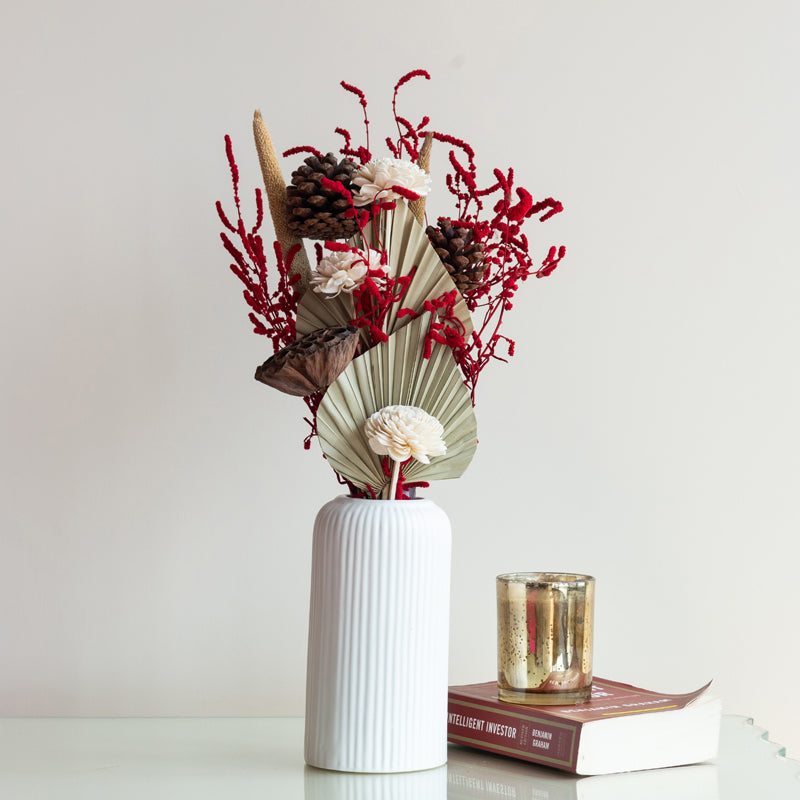 Buy Scarlet Dried Flower Bunch Artificial Flowers from Vaaree