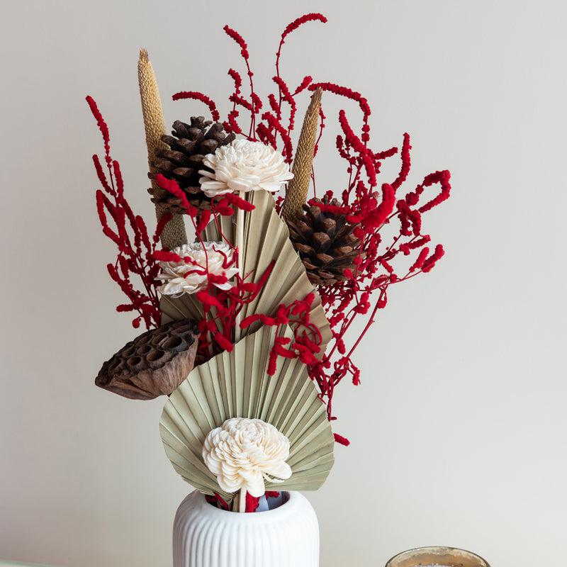 Buy Scarlet Dried Flower Bunch Artificial Flowers from Vaaree