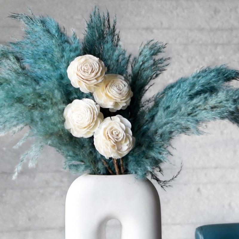 Buy Sitto Pampas Bunch (Ocean Blue) - Set Of Ten Artificial Flowers from Vaaree