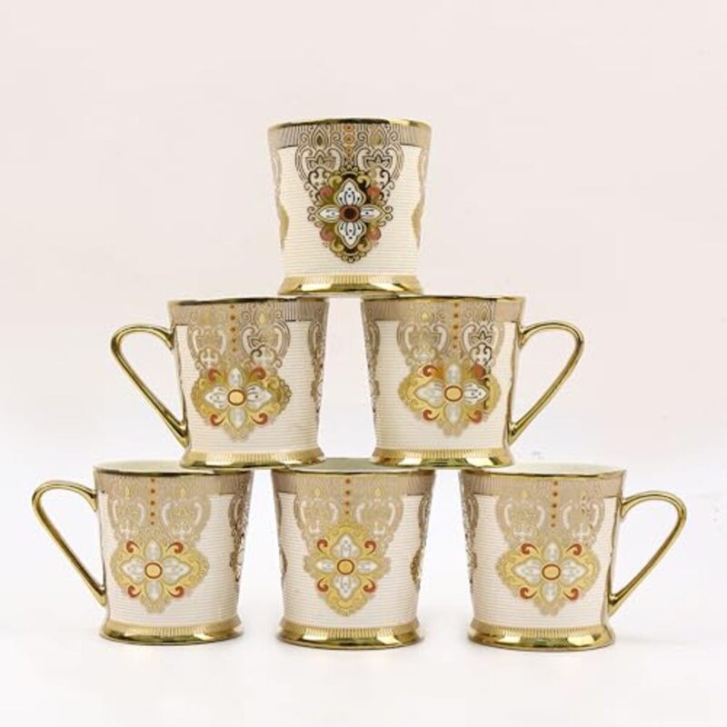 Mug & Tea Cup - Lema Ethnic Cup (180 ML) - Set Of Six