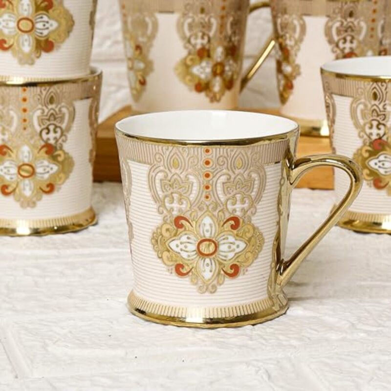 Mug & Tea Cup - Lema Ethnic Cup (180 ML) - Set Of Six