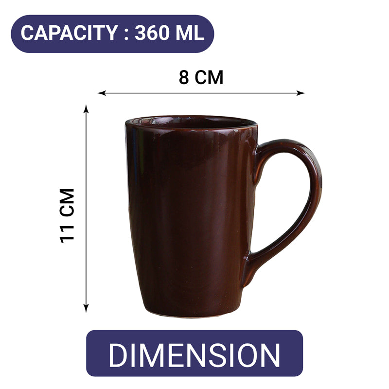 Mug & Tea Cup - Kasper Brown Ceramic Mug (360 ML) - Set Of Four