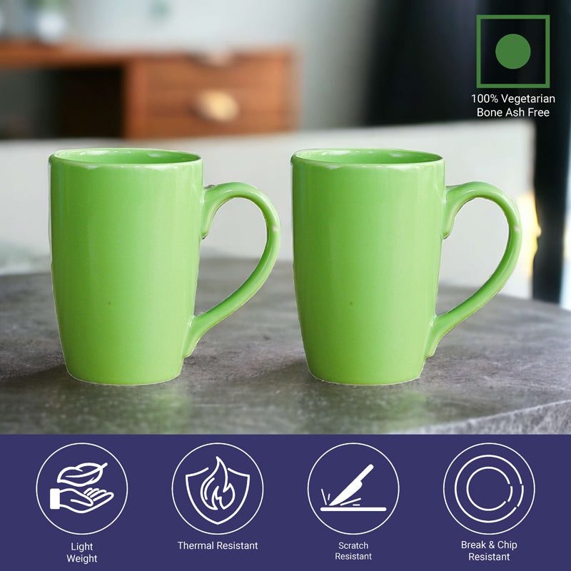 Mug & Tea Cup - Kasper Green Ceramic Mug (360 ML) - Set Of Four