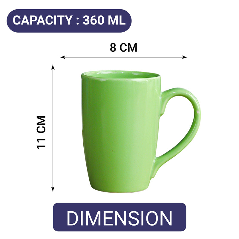 Mug & Tea Cup - Kasper Green Ceramic Mug (360 ML) - Set Of Four