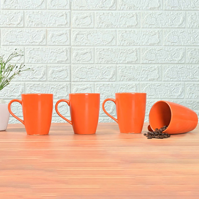 Mug & Tea Cup - Kasper Orange Ceramic Mug (360 ML) - Set Of Four