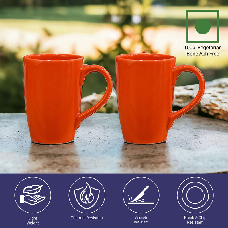 Mug & Tea Cup - Kasper Orange Ceramic Mug (360 ML) - Set Of Four