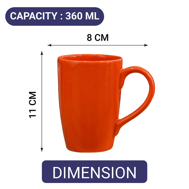 Mug & Tea Cup - Kasper Orange Ceramic Mug (360 ML) - Set Of Four