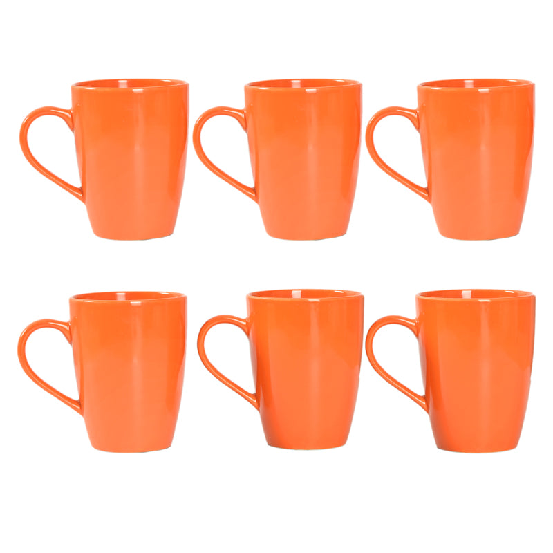 Mug & Tea Cup - Kasper Orange Ceramic Mug (360 ML) - Set Of Six