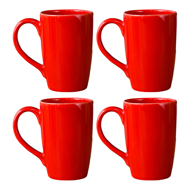 Mug & Tea Cup - Kasper Red Ceramic Mug (360 ML) - Set Of Four