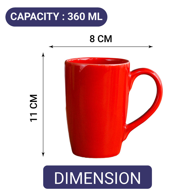 Mug & Tea Cup - Kasper Red Ceramic Mug (360 ML) - Set Of Four