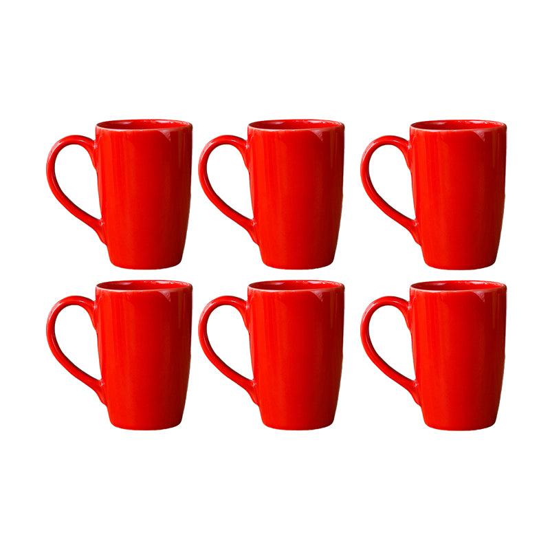 Mug & Tea Cup - Kasper Red Ceramic Mug (360 ML) - Set Of Six