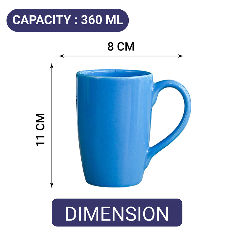 Mug & Tea Cup - Kasper Blue Ceramic Mug (360 ML) - Set Of Four