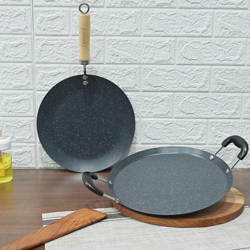 Buy Helaine Non Stick Carbon Steel Dosa Tawa & Roti Tawa - Two Piece Set Cookware Sets from Vaaree