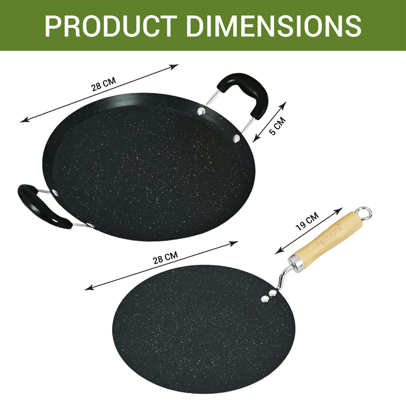 Buy Helaine Non Stick Carbon Steel Dosa Tawa & Roti Tawa - Two Piece Set Cookware Sets from Vaaree