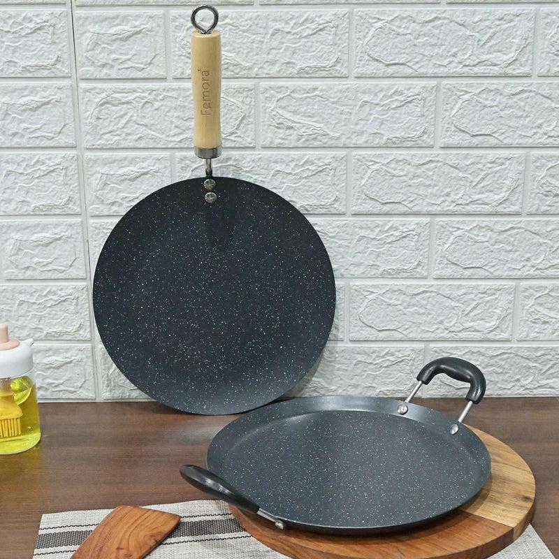 Buy Helaine Non Stick Carbon Steel Dosa Tawa & Roti Tawa - Two Piece Set Cookware Sets from Vaaree