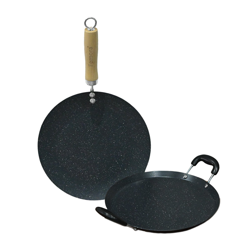 Buy Helaine Non Stick Carbon Steel Dosa Tawa & Roti Tawa - Two Piece Set Cookware Sets from Vaaree