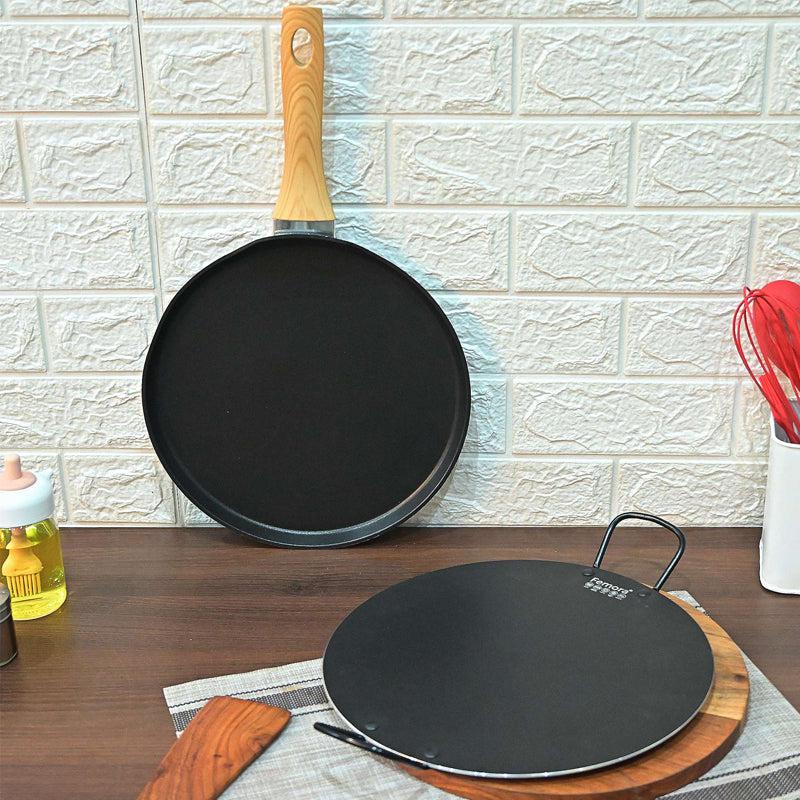 Buy Helaine Non Stick Aluminium Pancake Pan & Dosa Tawa - Two Piece Set Cookware Sets from Vaaree