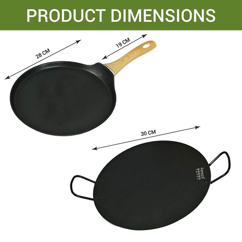 Buy Helaine Non Stick Aluminium Pancake Pan & Dosa Tawa - Two Piece Set Cookware Sets from Vaaree