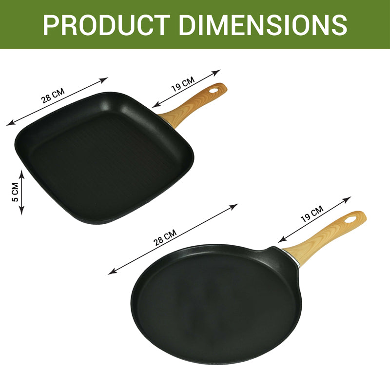 Buy Helaine Non Stick Aluminium Pancake Pan & Square Grill Pan - Two Piece Set Cookware Sets from Vaaree