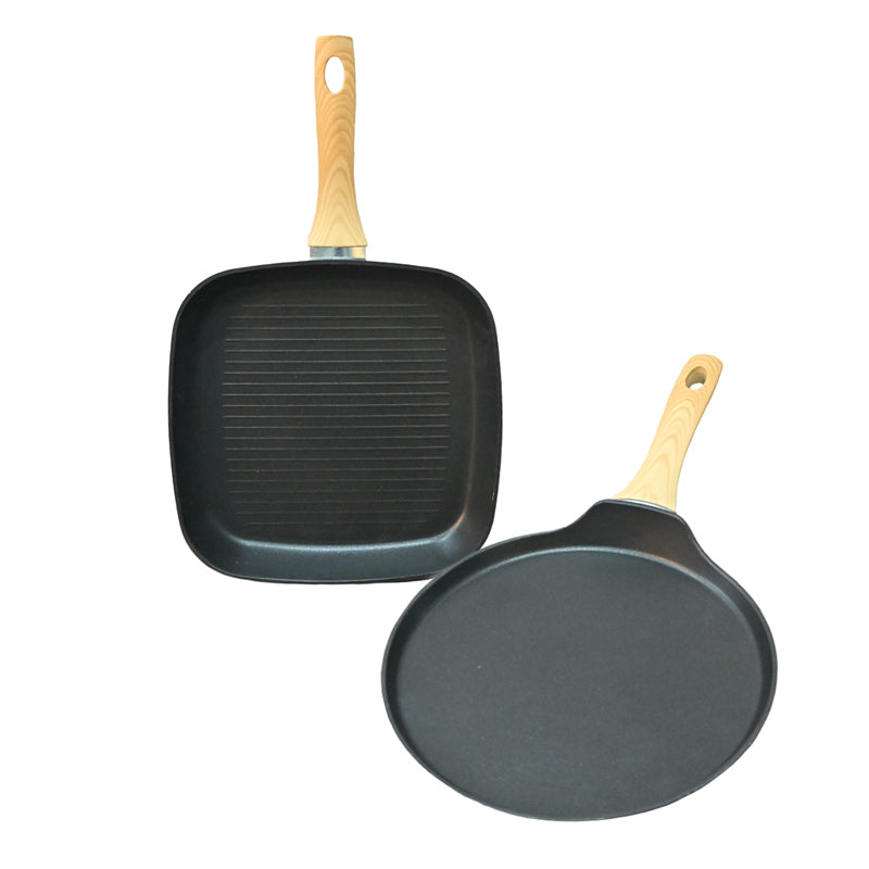 Buy Helaine Non Stick Aluminium Pancake Pan & Square Grill Pan - Two Piece Set Cookware Sets from Vaaree