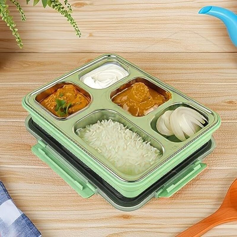 Tiffins & Lunch Box - Argo Steel Lunch Box With Bag - Green